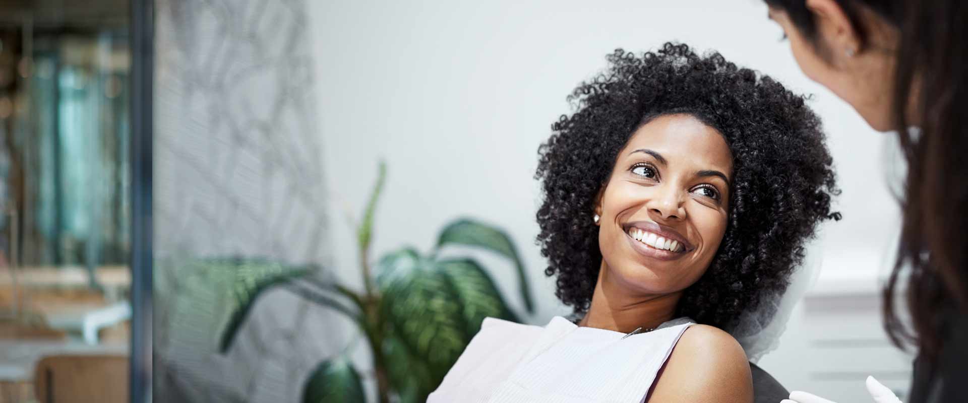 Woman smiling in dental chair